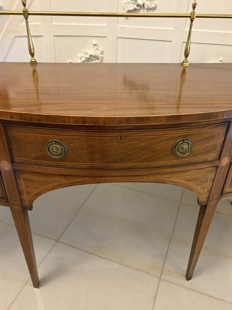 Antique Edwardian Figured Mahogany Serpentine Sideboard - Image 8